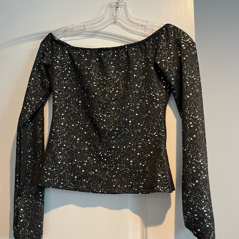 SHEIN off shoulder cotton black and silver top